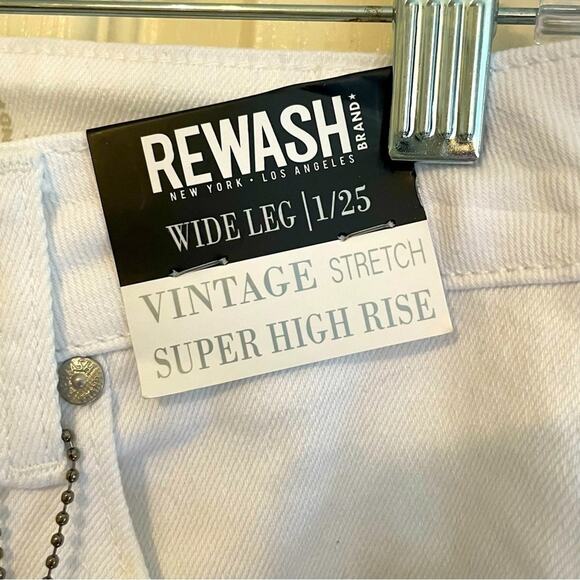 Rewash Brand Vintage Stretch Super High Rise‎ Wide Leg White Jeans Size 25 - Picture 8 of 9